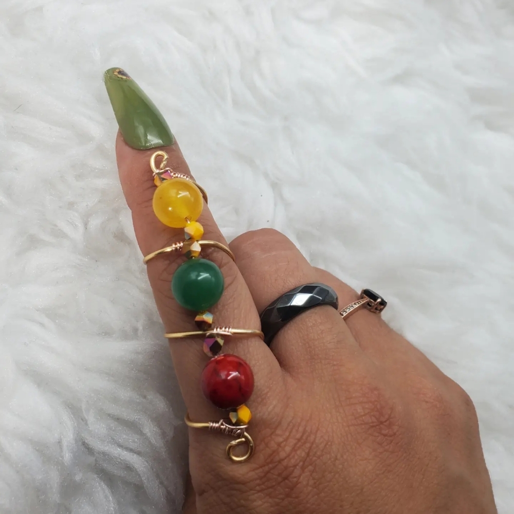 Hand Crafted Multicolor Beaded Ring - image 1